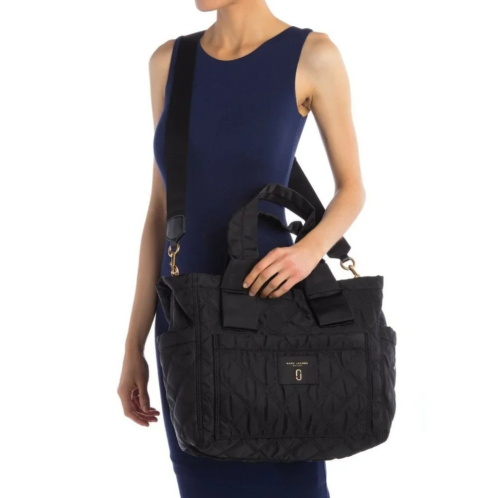 ❤️ NWT Marc Jacobs Quilted Pretty Nylon ElizA Baby Bag Diaper Bag Tote BLACK